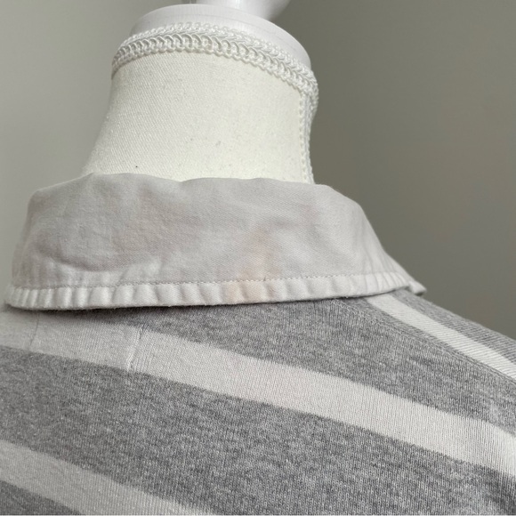 Y2K Tommy Hilfiger Stripe Polo Shirt White and Grey Preppy Size Extra Small - Picture 6 of 9